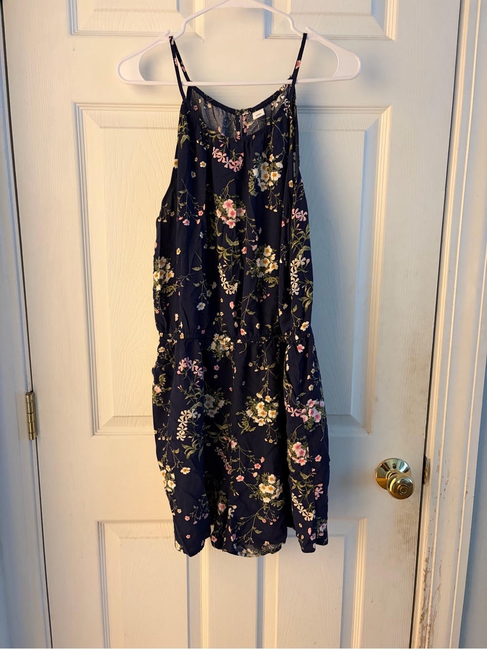 Old Navy Navy Floral Spaghetti-Strap Sundress